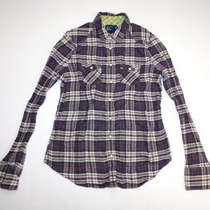 American Eagle Girls 10 Plaid Snap Front Shirt